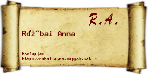 Rábai Anna névjegykártya
