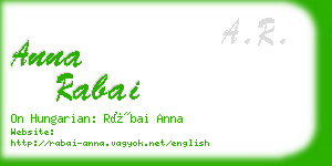 anna rabai business card